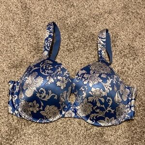Soma 79984 Floral Blue and White Bra
